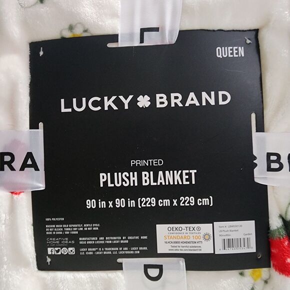Lucky Brand Queen Size Spring Floral Garden Cozy Plush Blanket 90x90in Multi‎ - Picture 4 of 10